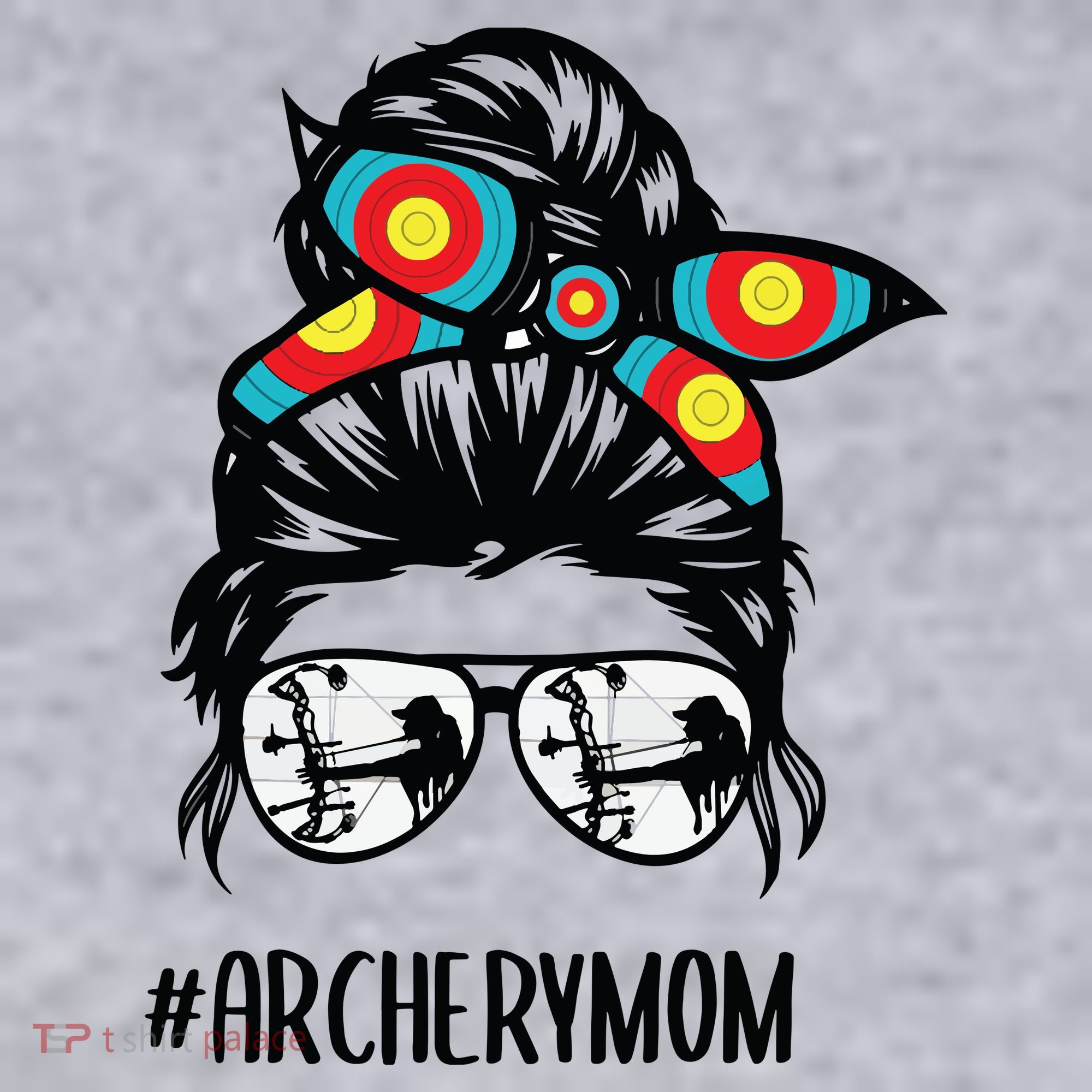 Archery Mom Life Messy Bun Hair Glasses Women's Sweatshirt