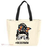 Archery Mom Life Messy Bun Hair Glasses Tote Bag thumb 0
