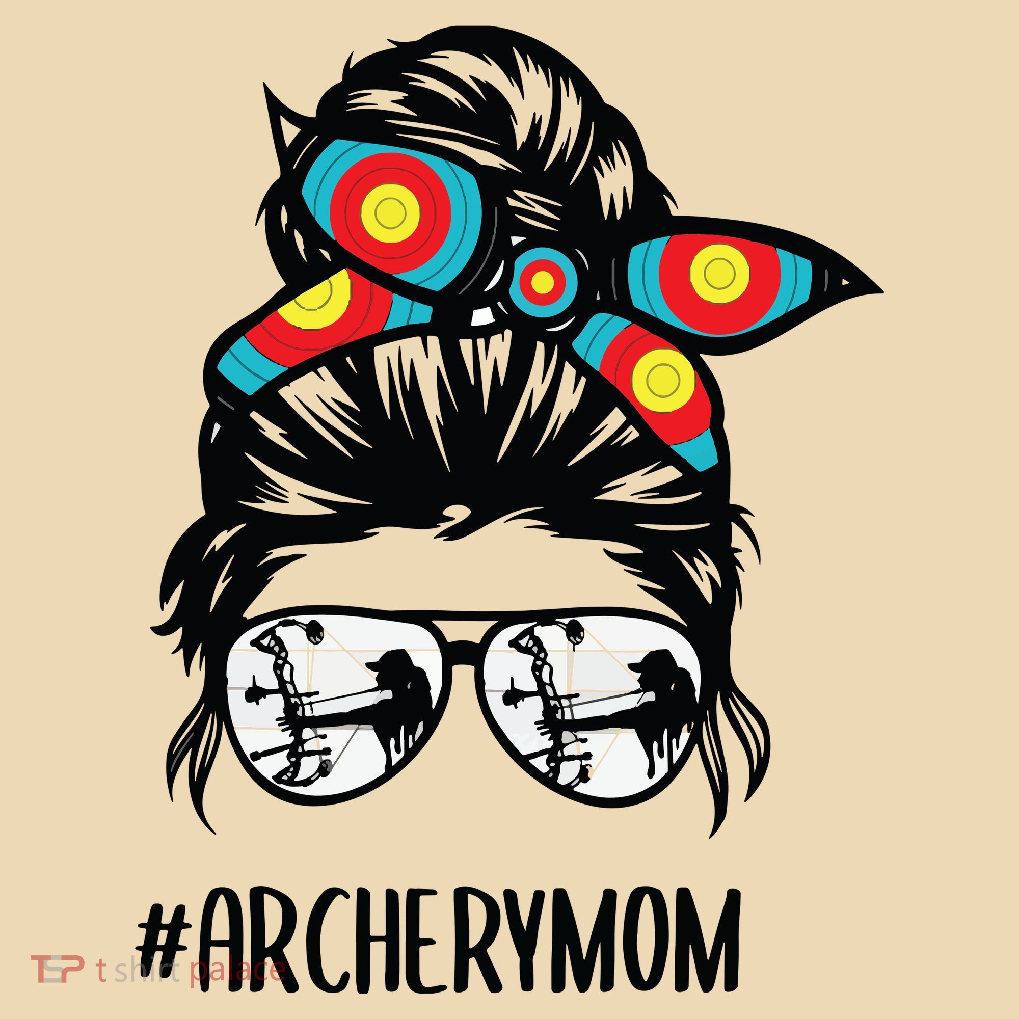 Archery Mom Life Messy Bun Hair Glasses Tote Bag