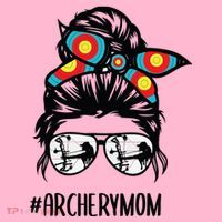 Archery Mom Life Messy Bun Hair Glasses Coaster thumb 2