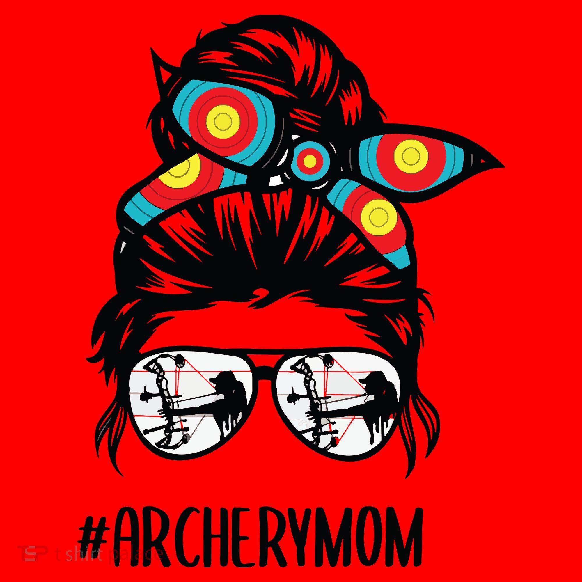 Archery Mom Life Messy Bun Hair Glasses Santa Hat
