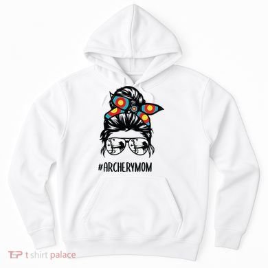 Archery Mom Life Messy Bun Hair Glasses Hoodie
