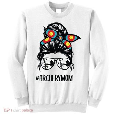 Archery Mom Life Messy Bun Hair Glasses Sweatshirt