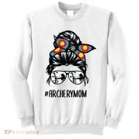 Archery Mom Life Messy Bun Hair Glasses Sweatshirt thumb 0
