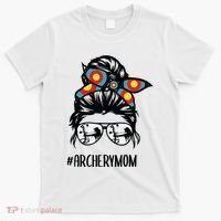Archery Mom Life Messy Bun Hair Glasses T-Shirt thumb 0