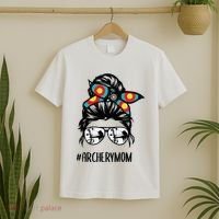 Archery Mom Life Messy Bun Hair Glasses T-Shirt thumb 2