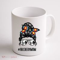 Archery Mom Life Messy Bun Hair Glasses Coffee Mug thumb 1