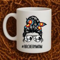 Archery Mom Life Messy Bun Hair Glasses Coffee Mug thumb 2