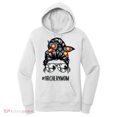 Archery Mom Life Messy Bun Hair Glasses Women's Hoodie