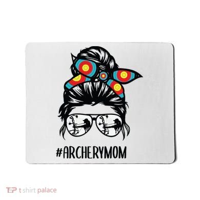 Archery Mom Life Messy Bun Hair Glasses Mousepad