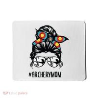 Archery Mom Life Messy Bun Hair Glasses Mousepad thumb 0