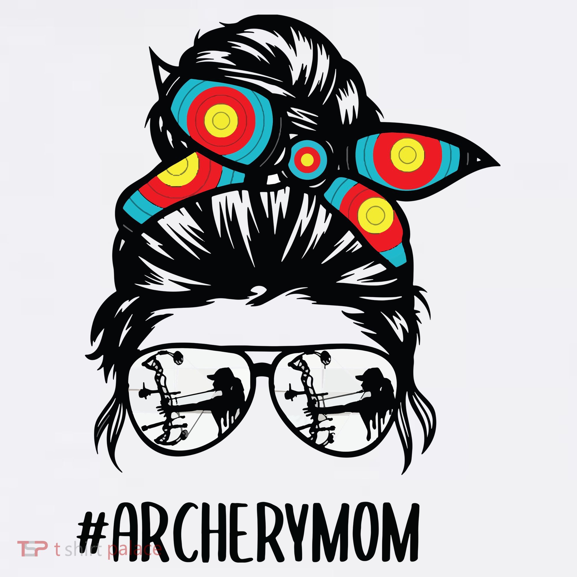 Archery Mom Life Messy Bun Hair Glasses Women's Tank Top