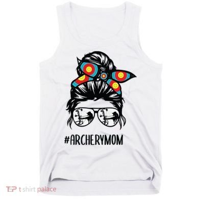 Archery Mom Life Messy Bun Hair Glasses Tank Top