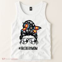 Archery Mom Life Messy Bun Hair Glasses Tank Top thumb 2