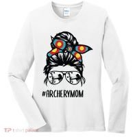 Archery Mom Life Messy Bun Hair Glasses Women's Long Sleeve Shirt thumb 0