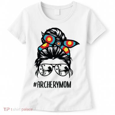 Archery Mom Life Messy Bun Hair Glasses Women's T-Shirt