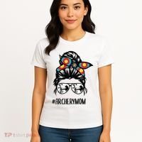 Archery Mom Life Messy Bun Hair Glasses Women's T-Shirt thumb 4