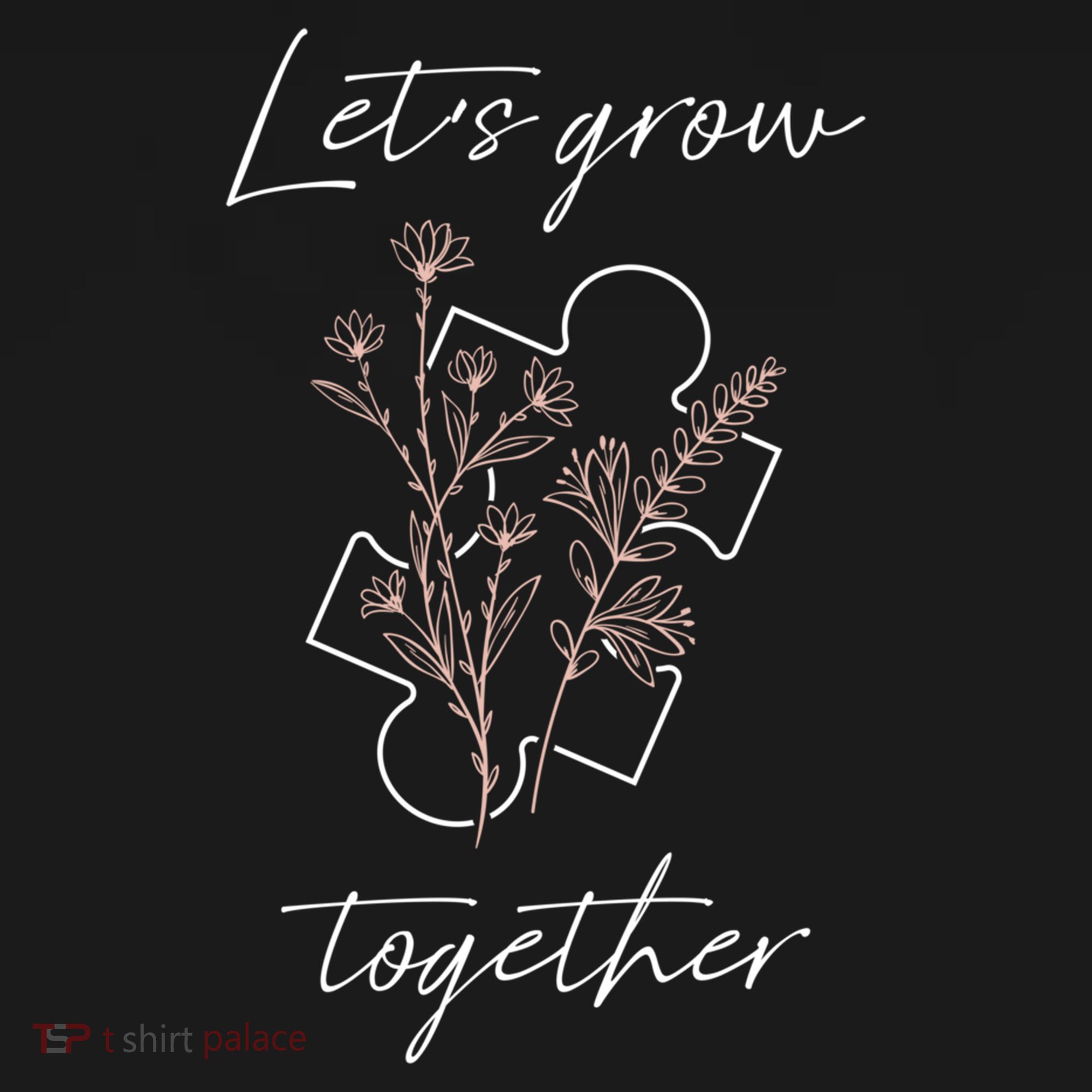 Autism Mom Let's Grow Together Puzzle Piece Autism Awareness Gift Women's Hoodie