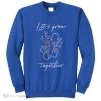 Autism Mom Let's Grow Together Puzzle Piece Autism Awareness Gift Sweatshirt thumb 0