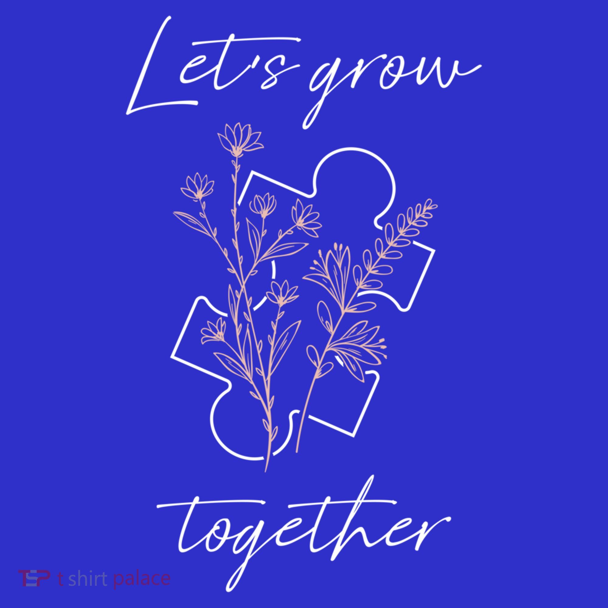 Autism Mom Let's Grow Together Puzzle Piece Autism Awareness Gift Baby Bodysuit
