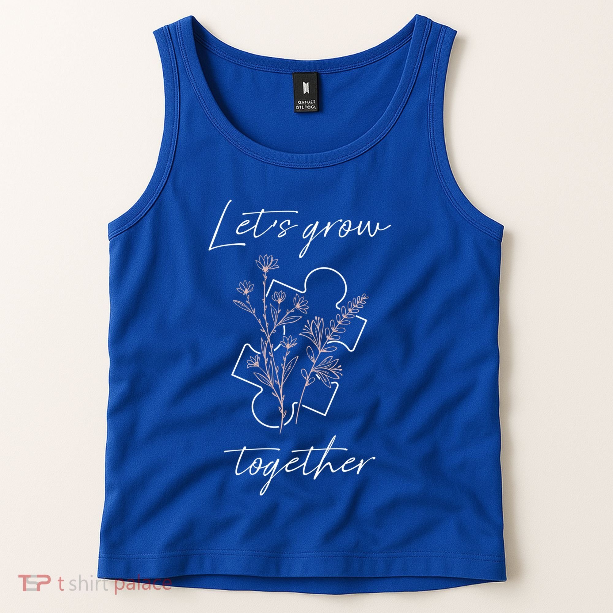 Autism Mom Let's Grow Together Puzzle Piece Autism Awareness Gift Tank Top