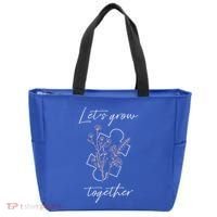 Autism Mom Let's Grow Together Puzzle Piece Autism Awareness Gift Tote Bag thumb 0