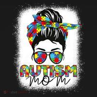 Autism Mom Life Messy Bun Bleached Mothers Day Autism Mom Doggie Tank thumb 4