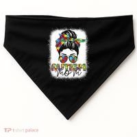 Autism Mom Life Messy Bun Bleached Mothers Day Autism Mom USA-Made Doggie Bandana thumb 0