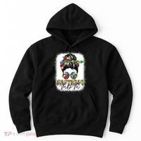 Autism Mom Life Messy Bun Bleached Mothers Day Autism Mom Hoodie thumb 0