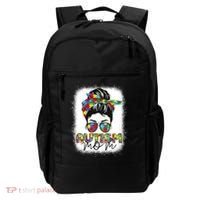 Autism Mom Life Messy Bun Bleached Mothers Day Autism Mom Backpack thumb 0