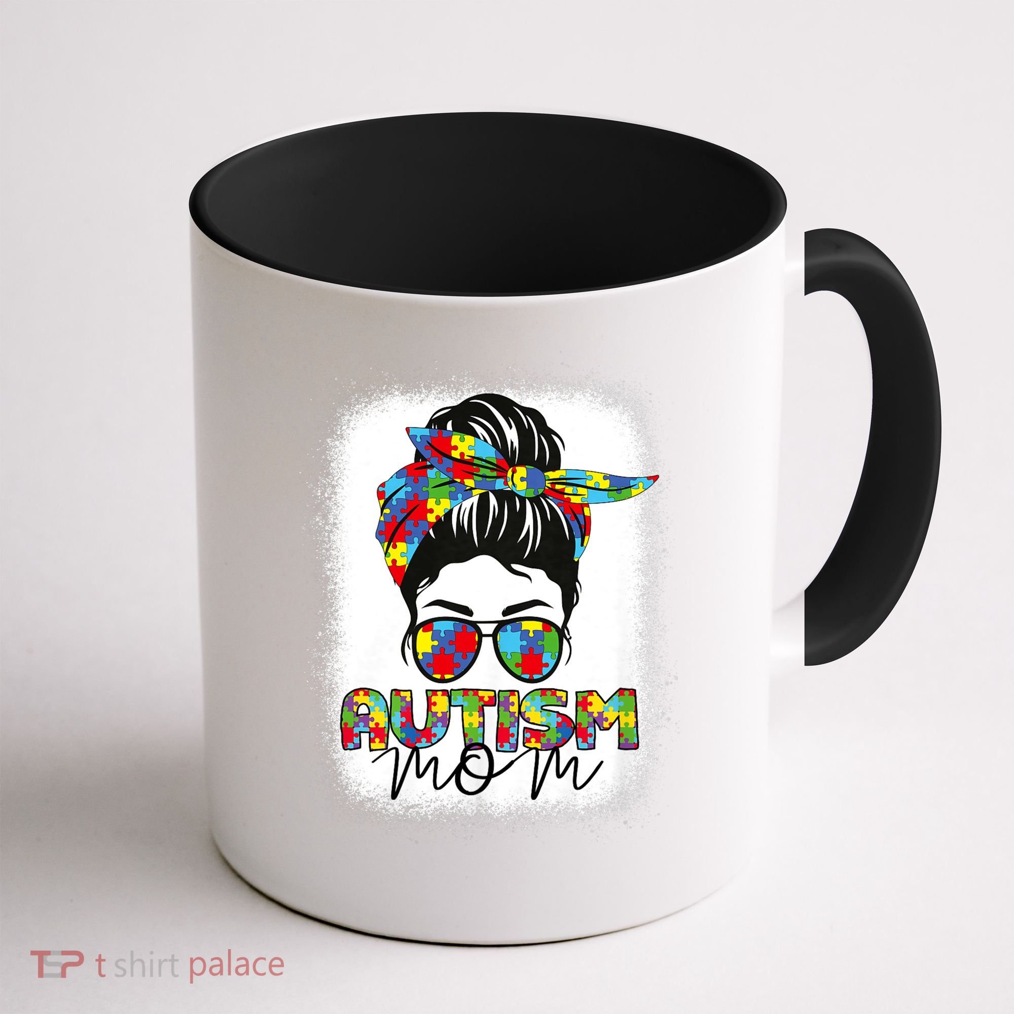 Autism Mom Life Messy Bun Bleached Mothers Day Autism Mom Coffee Mug