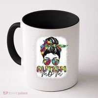 Autism Mom Life Messy Bun Bleached Mothers Day Autism Mom Coffee Mug thumb 0