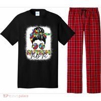 Autism Mom Life Messy Bun Bleached Mothers Day Autism Mom Pajama Set thumb 0