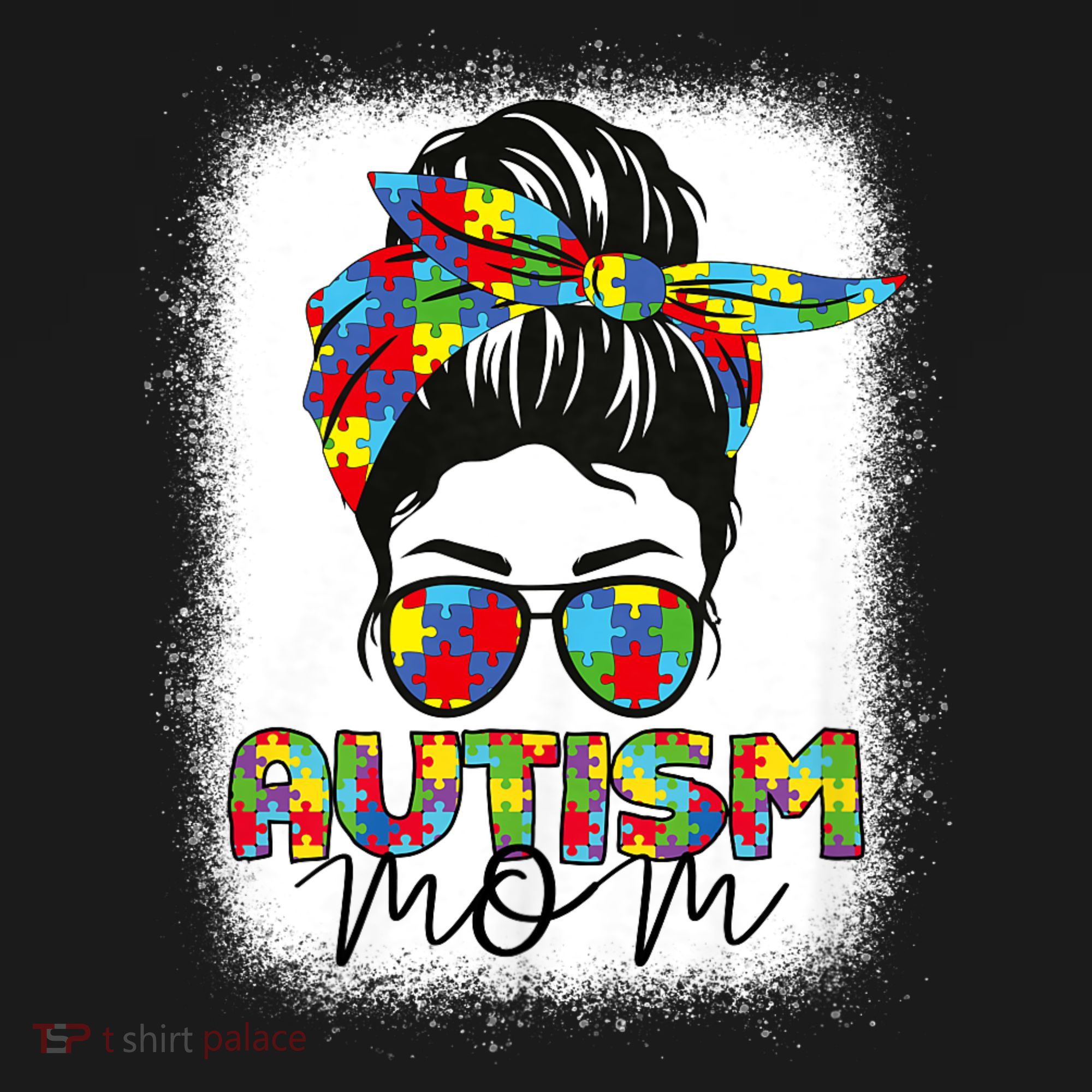 Autism Mom Life Messy Bun Bleached Mothers Day Autism Mom Women's Hoodie