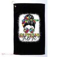 Autism Mom Life Messy Bun Bleached Mothers Day Autism Mom Golf Towel thumb 0