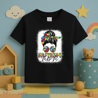 Autism Mom Life Messy Bun Bleached Mothers Day Autism Mom Toddler T-Shirt thumb 3