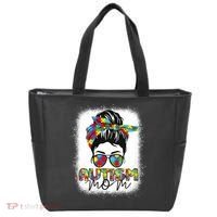 Autism Mom Life Messy Bun Bleached Mothers Day Autism Mom Tote Bag thumb 0