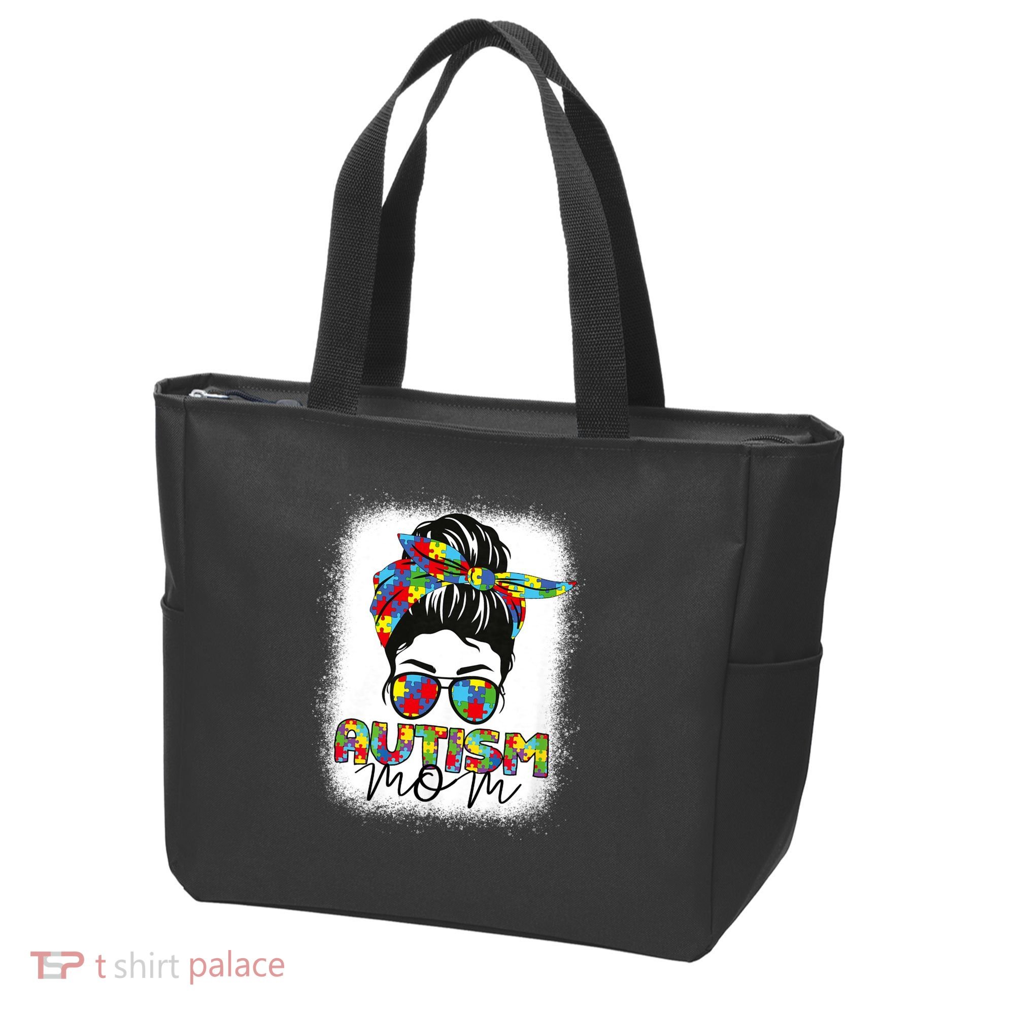 Autism Mom Life Messy Bun Bleached Mothers Day Autism Mom Tote Bag