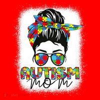 Autism Mom Life Messy Bun Bleached Mothers Day Autism Mom Santa Hat thumb 1