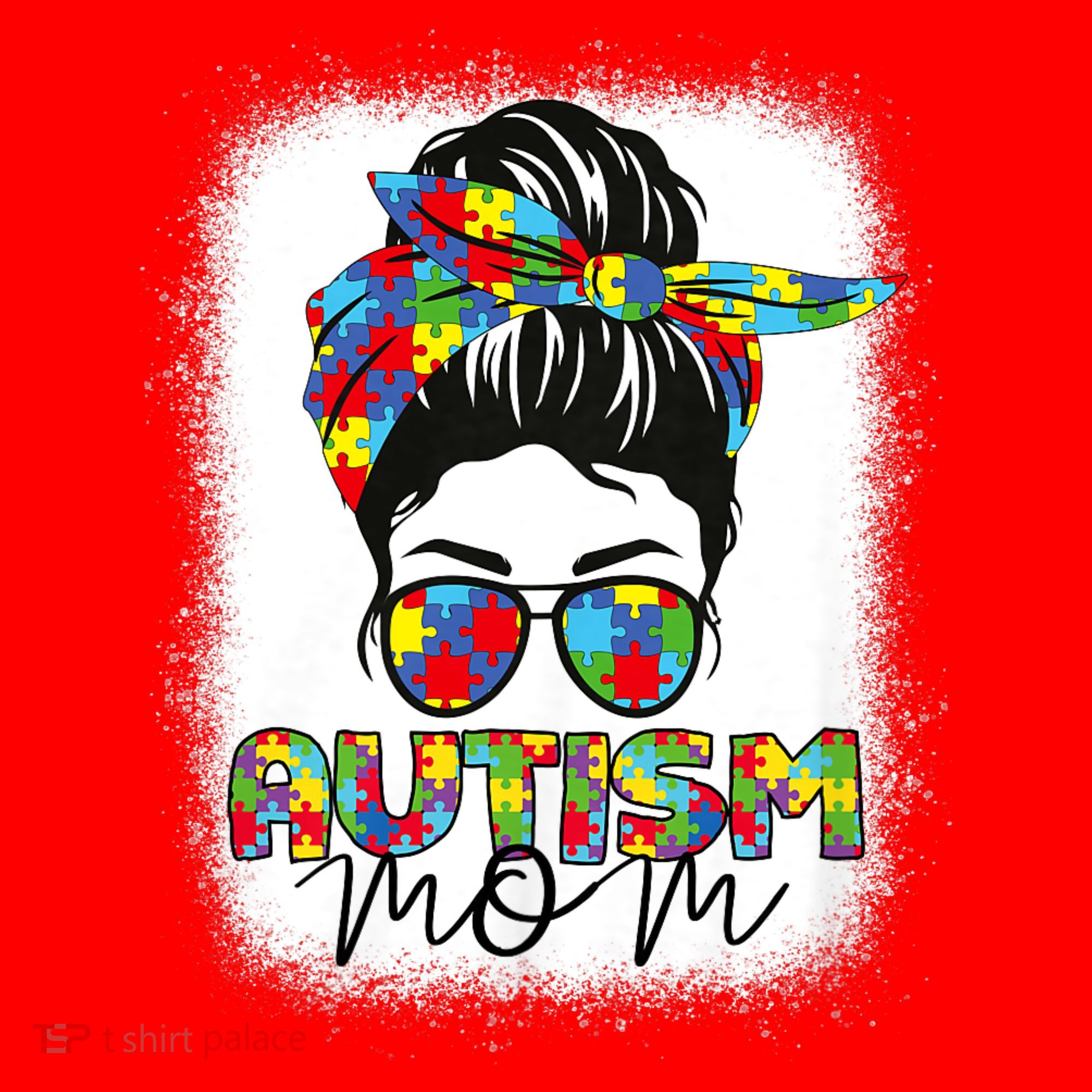 Autism Mom Life Messy Bun Bleached Mothers Day Autism Mom Santa Hat