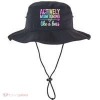 Actively Monitoring Like A Boss State Testing Day Teacher Bucket Hat thumb 0