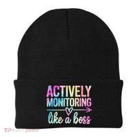 Actively Monitoring Like A Boss State Testing Day Teacher Beanie thumb 0