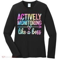 Actively Monitoring Like A Boss State Testing Day Teacher Women's Long Sleeve Shirt thumb 0