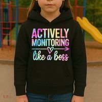 Actively Monitoring Like A Boss State Testing Day Teacher Kids Hoodie thumb 3