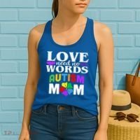 Autism Mom Love Needs No Words Funny Gift Cute Gift Women's Tank Top thumb 2