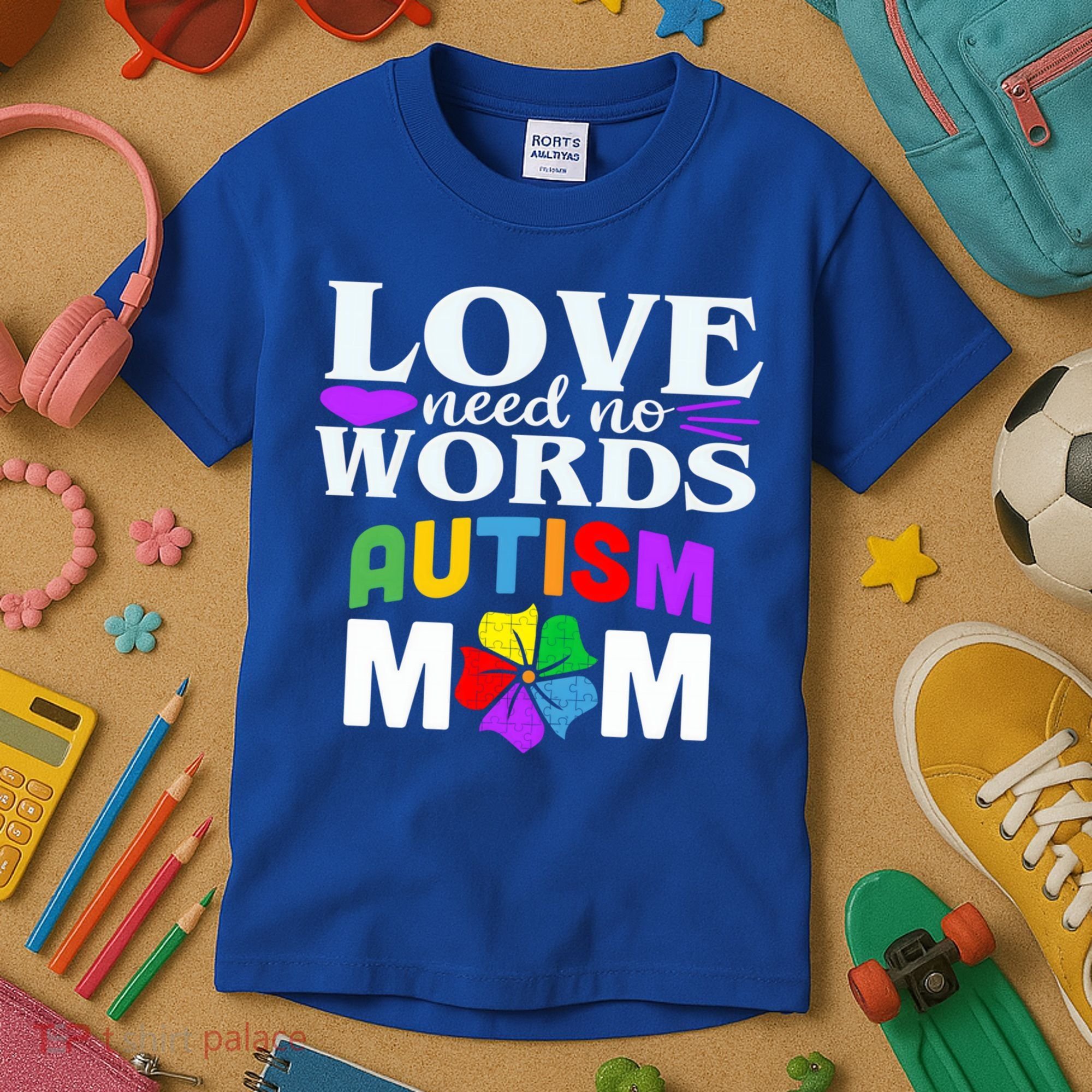 Autism Mom Love Needs No Words Funny Gift Cute Gift Kids T-Shirt