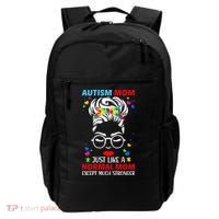 Autism Mom Much Stronger Awareness Messy Bun Puzzle Backpack thumb 0