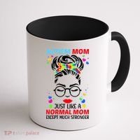 Autism Mom Much Stronger Awareness Messy Bun Puzzle Coffee Mug thumb 1