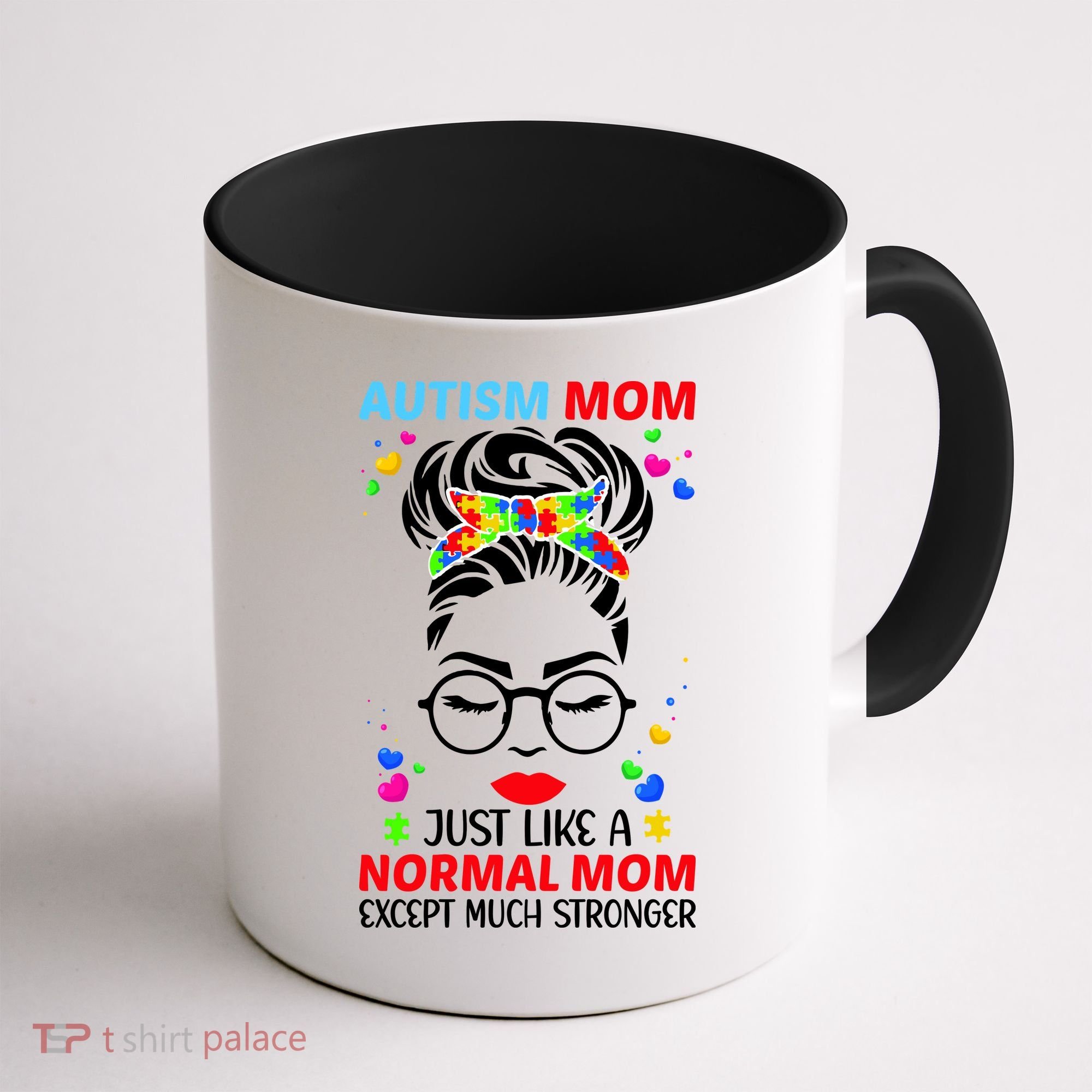 Autism Mom Much Stronger Awareness Messy Bun Puzzle Coffee Mug
