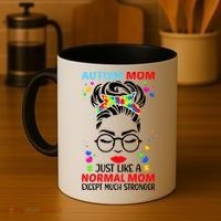 Autism Mom Much Stronger Awareness Messy Bun Puzzle Coffee Mug thumb 4